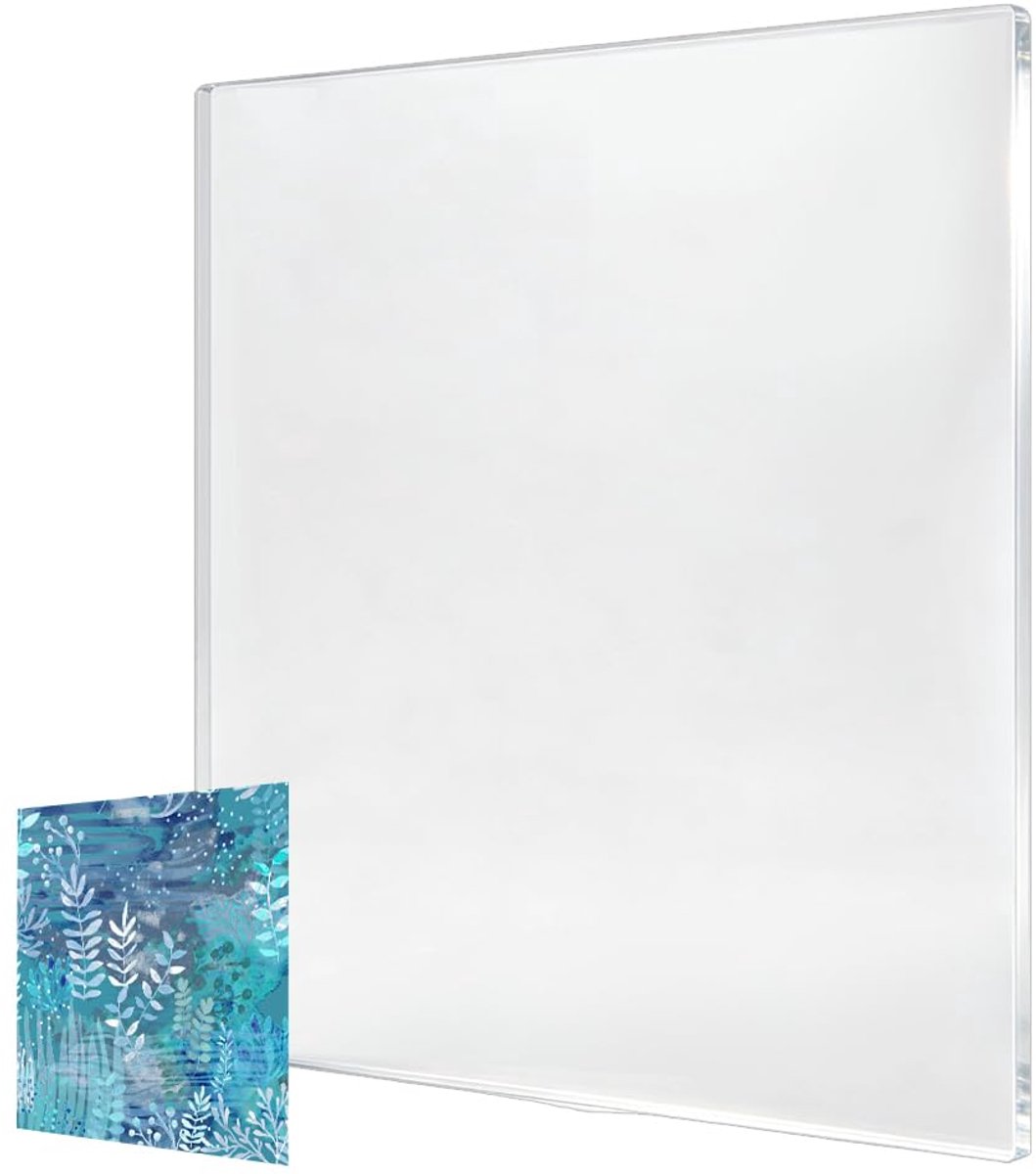 Printplaat van transparante gel, vierkant, 355 x 305 x 8 mm, transparante gelplaat voor scrapbooking en gemengde technieken, borden voor creatief werk en kunst
