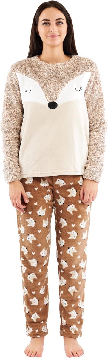 Fleece pyjama/fleece huispak/loungewear met diermotief