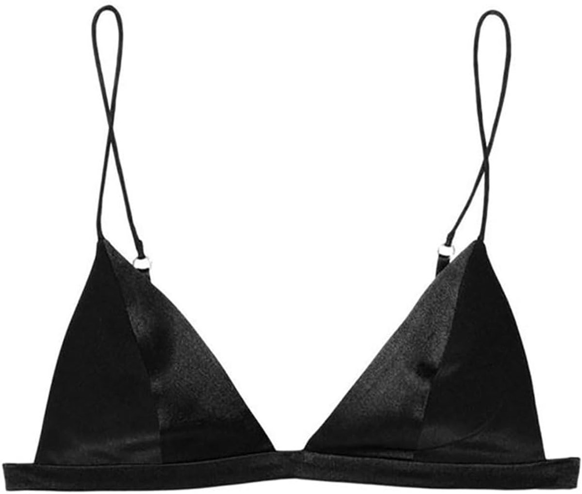 Zijden Satijn Driehoek Bralette Soft Cup Draadloze BH Glad en Comfortabel Draad BH Top