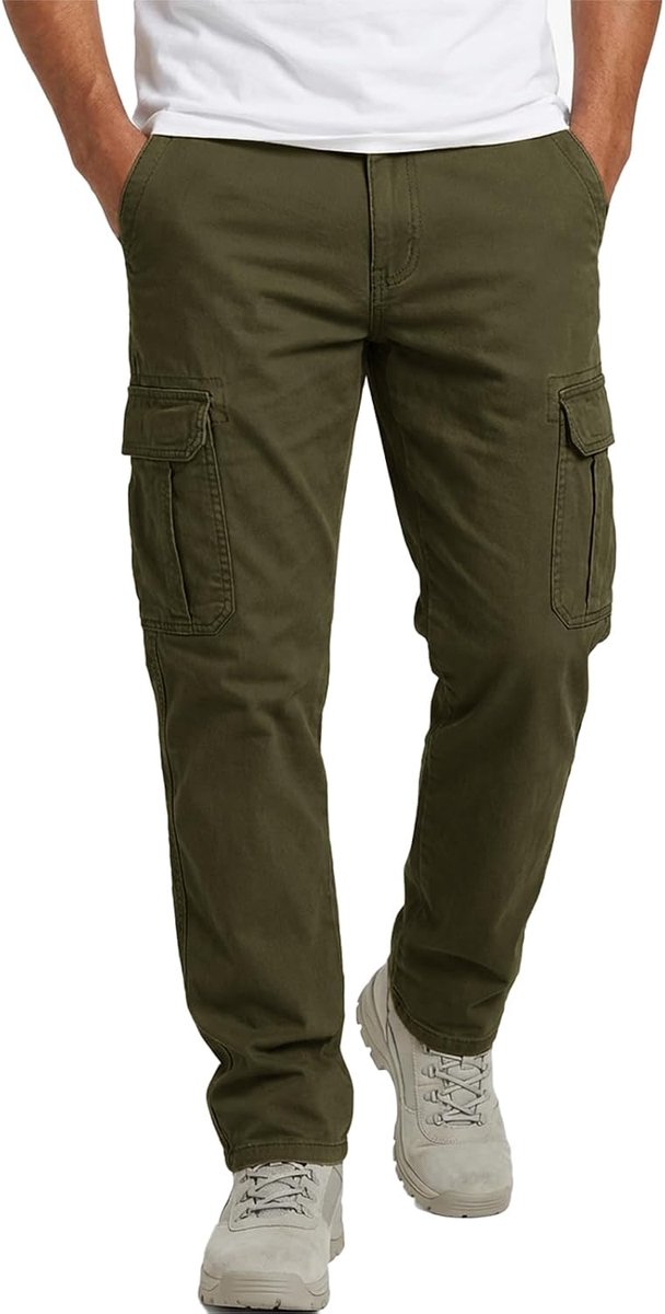 Herenbroek regular fit cargobroek mannen effen casual vrijetijdsbroek katoen elastische taille joggingbroek outdoor sportbroek met zakken