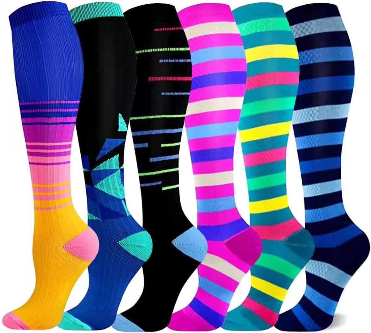 Compressiekousen voor dames en heren, compressiesokken, steunkousen (15-20 mmHg), loopkousen, compressie voor sport, vlucht, hardlopen, wandelen, reizen, wielrennen