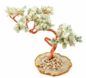 Gembui Bonsai Boompje - Groene Aventurijn - Agaatschijf - Handgemaakt