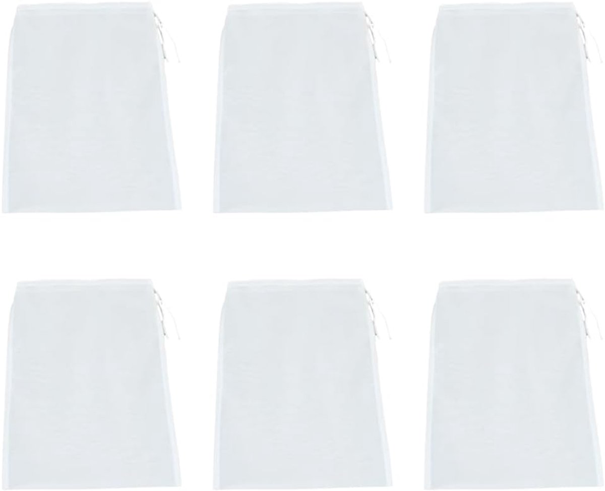 6 stuks herbruikbare nylon sapfilterzakken, 30 x 20 cm, met trekkoord, notenmelkzak, wasbaar en