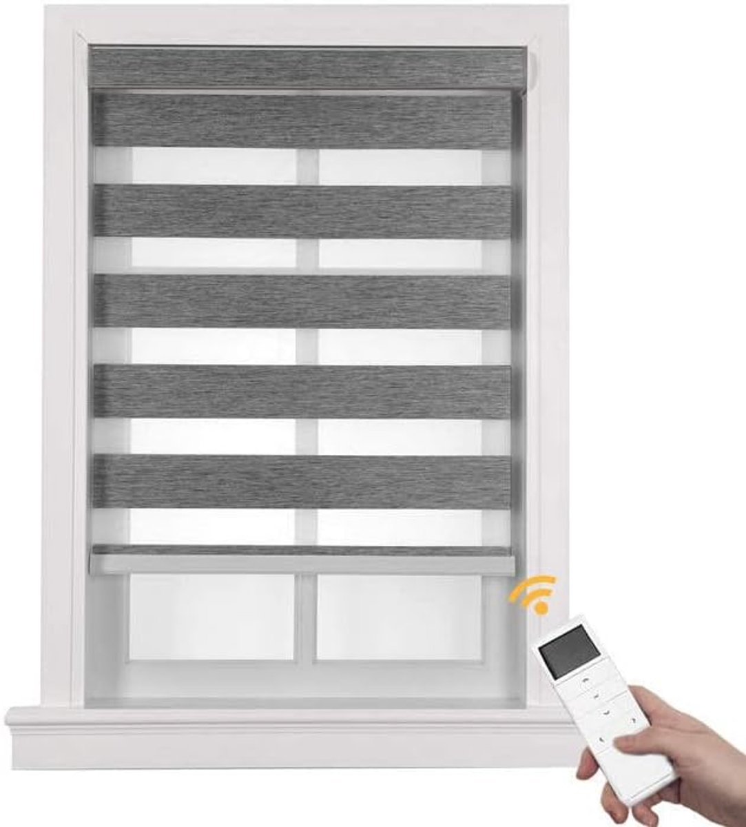Rolgordijnen, aanpasbare zonwering, verduistering, Smart Zebra rolgordijn met Alexa, compatibel voor thuiskantoor (wit crème, 60 x 137 cm)