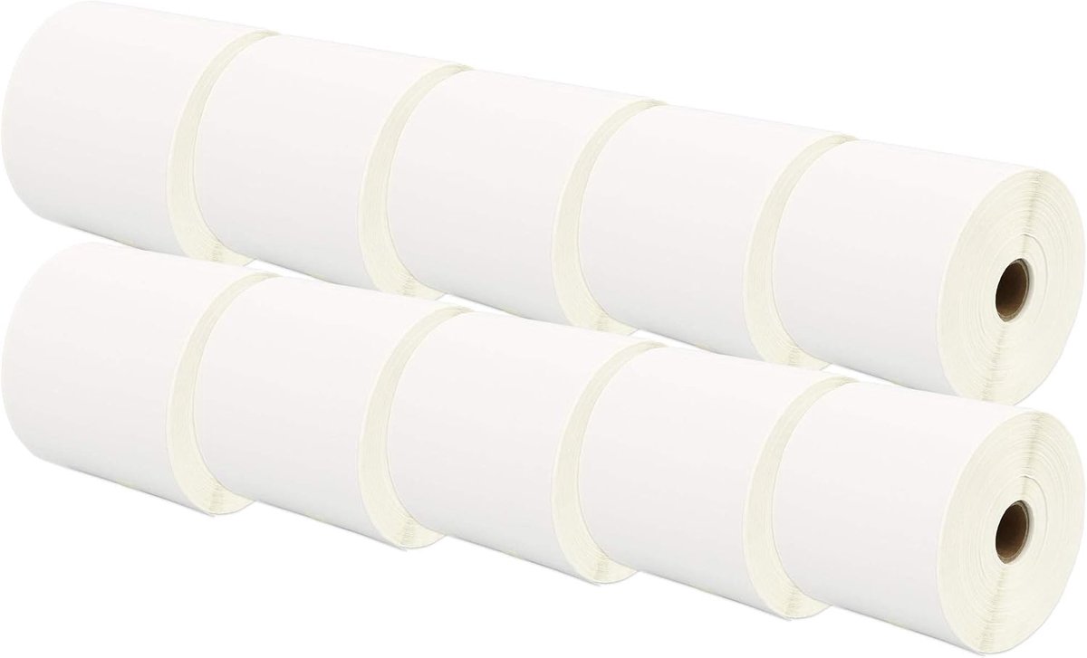 10 Rollen 100mm x 150mm Witte Direct Thermische Etiketten Compatibel met Zebra GK420d GK420t GC420d GX420d GX420t GC420t GX430t GT800 LP2844 TLP 2844 Citizen CL-S521 CL-S621 CL-S631 (500 Stuks/Rol)