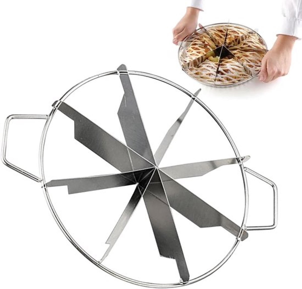 Taartsnijder - Roestvrijstalen taartsnijder - Taartsnijring - Equalizer - Snijder - 35 cm - Zilver