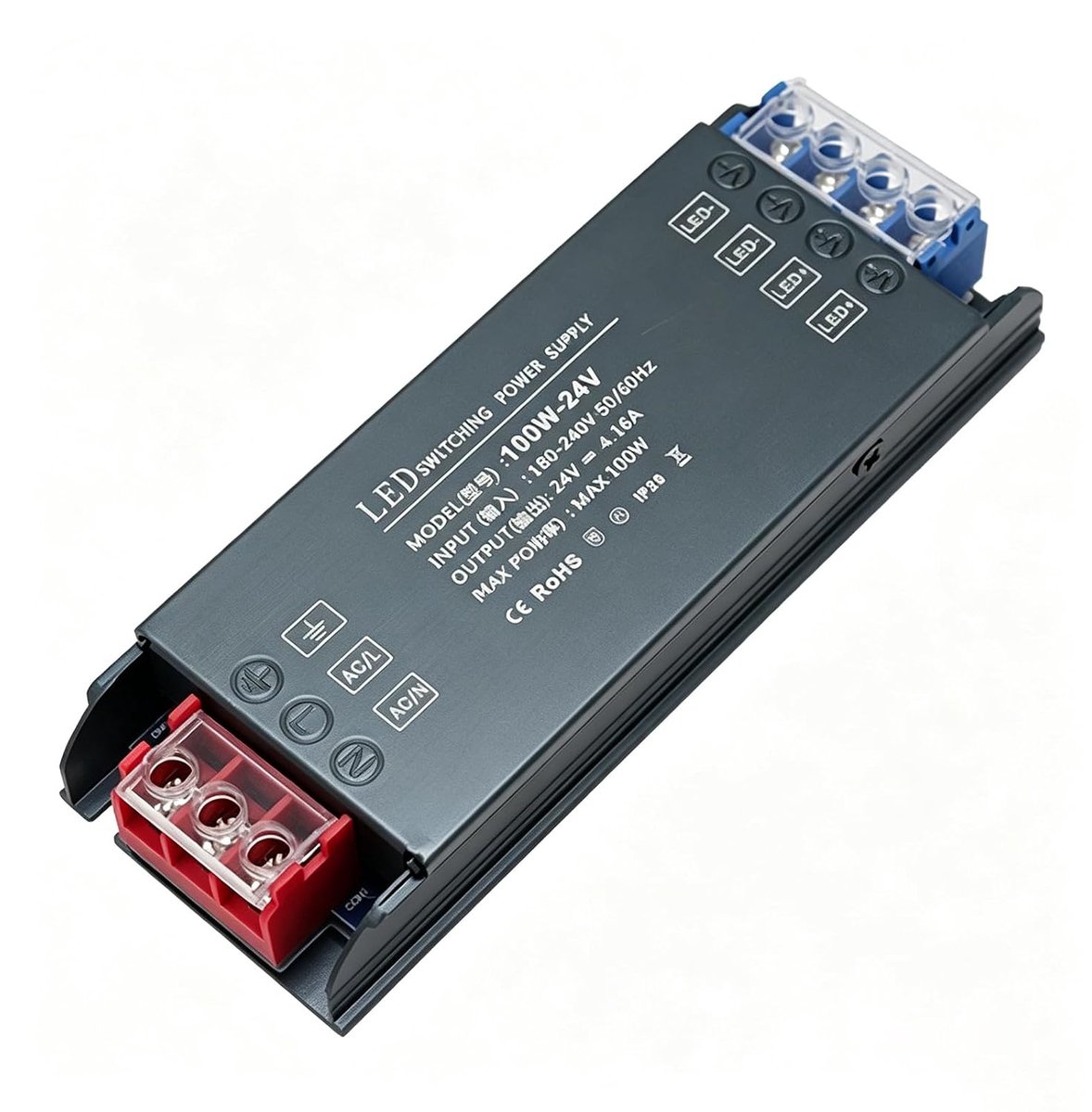 220 V, 24 V, stroomvoorziening 100 W, led-driver, converter 220 V, 24 V, AC/DC met constante spanning, voeding voor ledstrips, lampen en ingelijste verlichting, constante