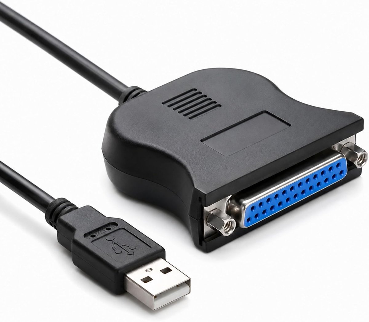 Printerkabel USB naar parallelle adapter LPT vrouwelijk 25-pins SUB-D bus 90 mm, geschikt voor printer, PDA, scanner of modem, hoge gegevensoverdrachtsnelheid tot 12 Mbit/s, kabellengte 80