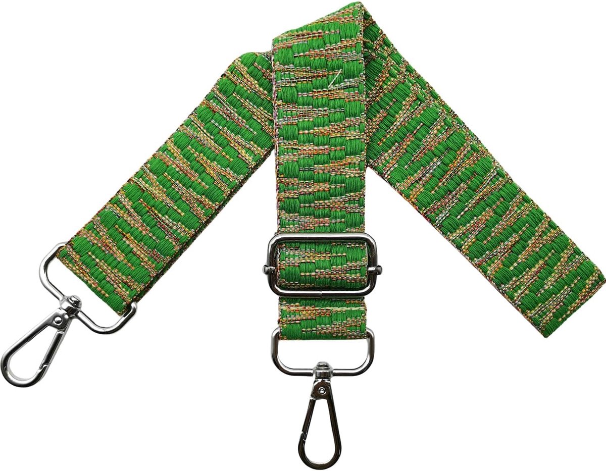 Tasriemen om te wisselen, verstelbare schouderriem voor tas, tasriem, breed, 3,8 cm, met zilveren karabijnhaak, schouderriem, tasband, draagriem voor handtassen, donkergroen, S39