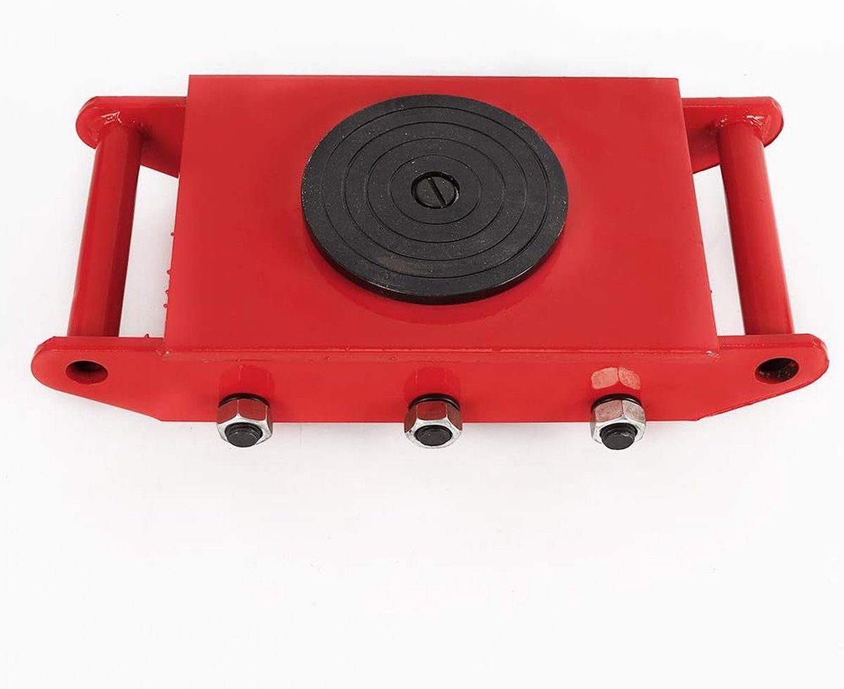 8T Dolly Moving Skate Heavy Duty Industrial Machinery Skate Moving Equipment Cast Steel Machinery Mover met anti-slip oppervlak voor grote zware objecten, 6 360° rotatie mute wielen (rood, 8T)