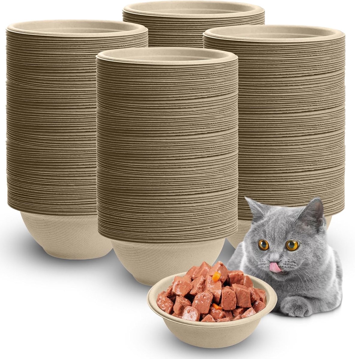 Voerbakken voor huisdieren, verdikte wegwerpbare voerbakken voor huisdieren, 100 stuks wegwerpvoerbakken voor huisdieren, puppy's, nat en droog voedsel (350 ml)