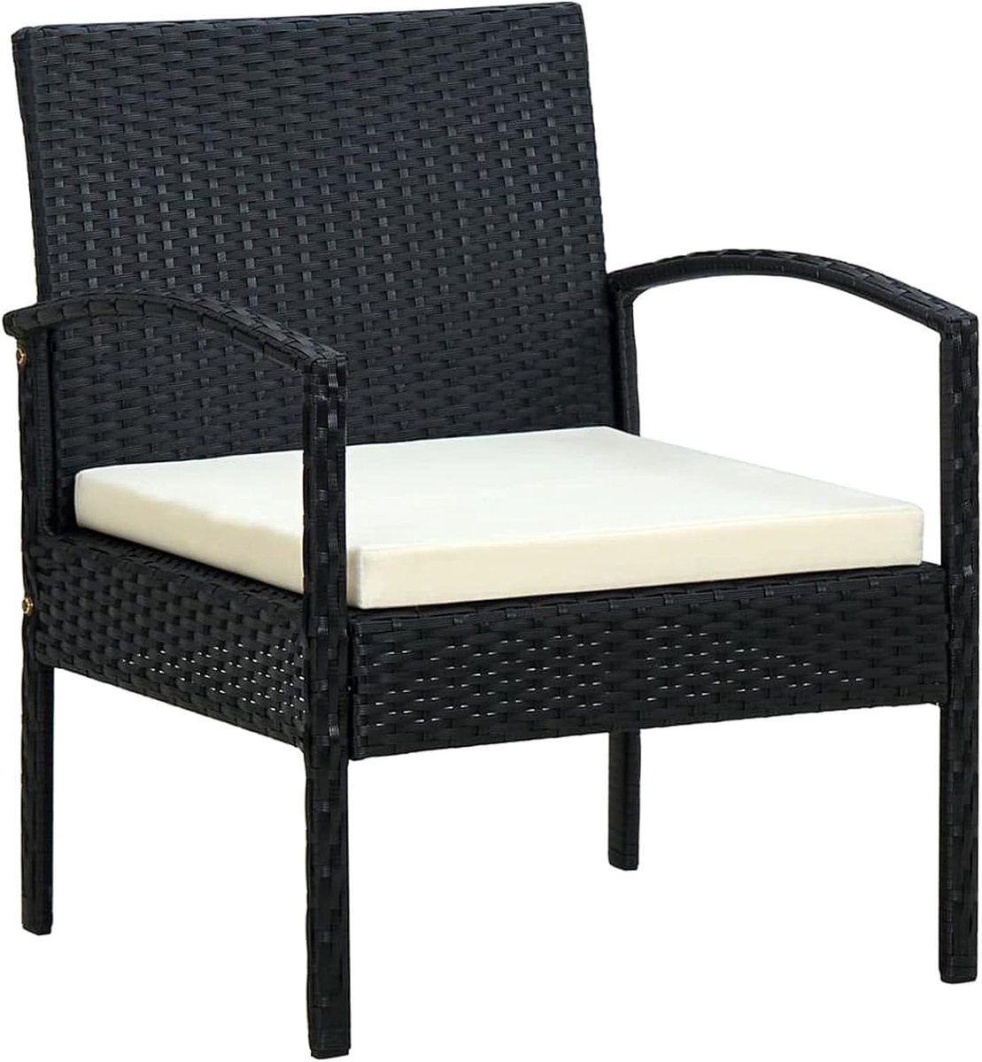 Tuinstoel met kussen, terrasstoel, fauteuil, terras, outdoor, meubels, rotan, kunststof, 58 x 58 x 72 cm, crèmewit