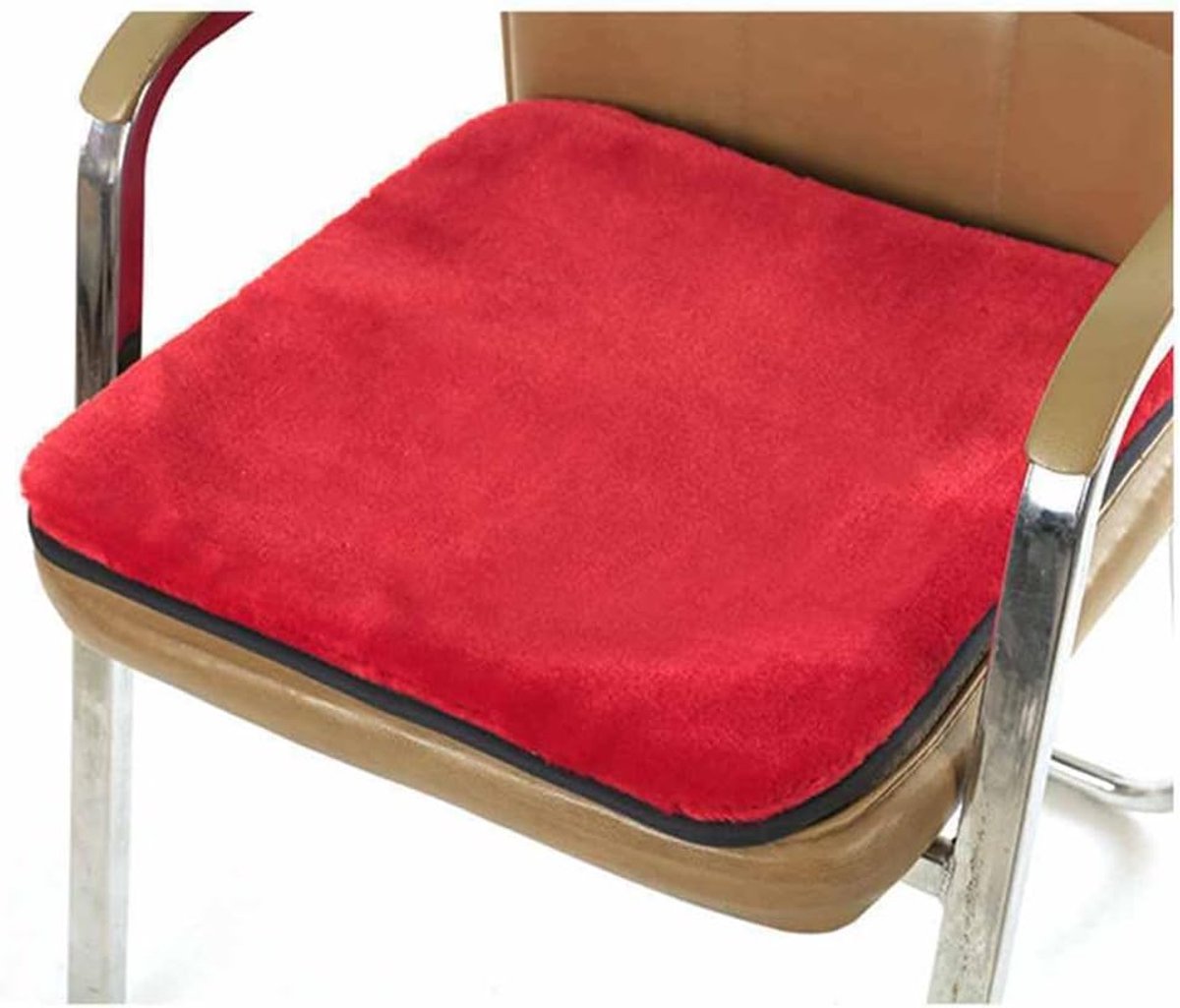 zitkussen, vierkant, stoelkussen, zacht pluche, zitkussen, decoratieve zitkussens met bindband, antislip, warm zitkussen voor eetkamerstoel, bureaustoel, auto