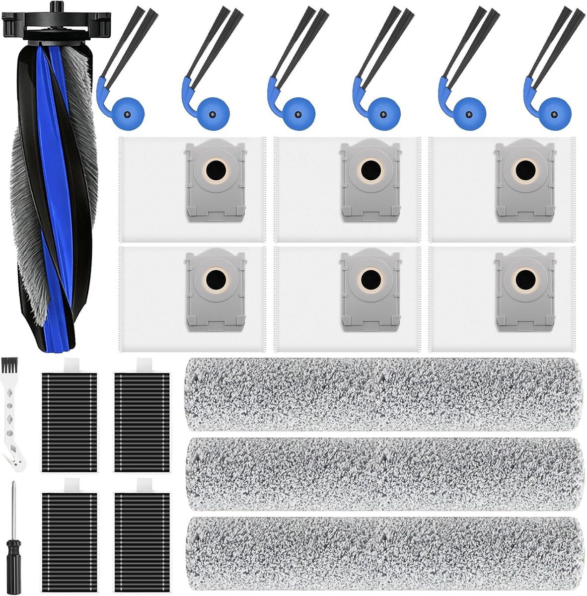 22 stuks accessoires voor Ecovacs Deebot T90 PRO Omni / X12 PRO Omni robotstofzuiger | Reserveonderdelenset met 1 hoofdborstel, 6 stofzakken, 3 wisrollen, 4 filters, 6 zijborstels, 1 reinigingsborstel