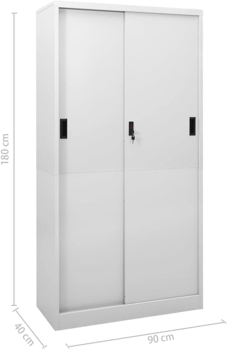 Kantoorkast, archiefkast, archiefkast, archiefkast, archiefkast, kantoormeubilair met schuifdeur, lichtgrijs 90x40x180 cm staal