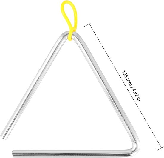 6 stuks driehoek muziekinstrument, 12,7 cm driehoek percussie, driehoek instrument met stokje, zilver — afbeelding 2
