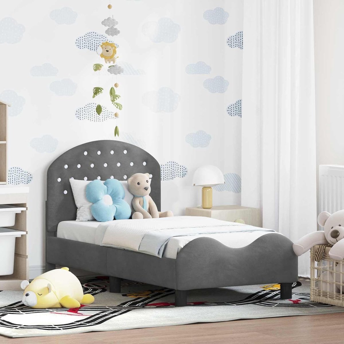 Modern minimalistisch bedframe met lattenbodem Donkergrijs 70 x