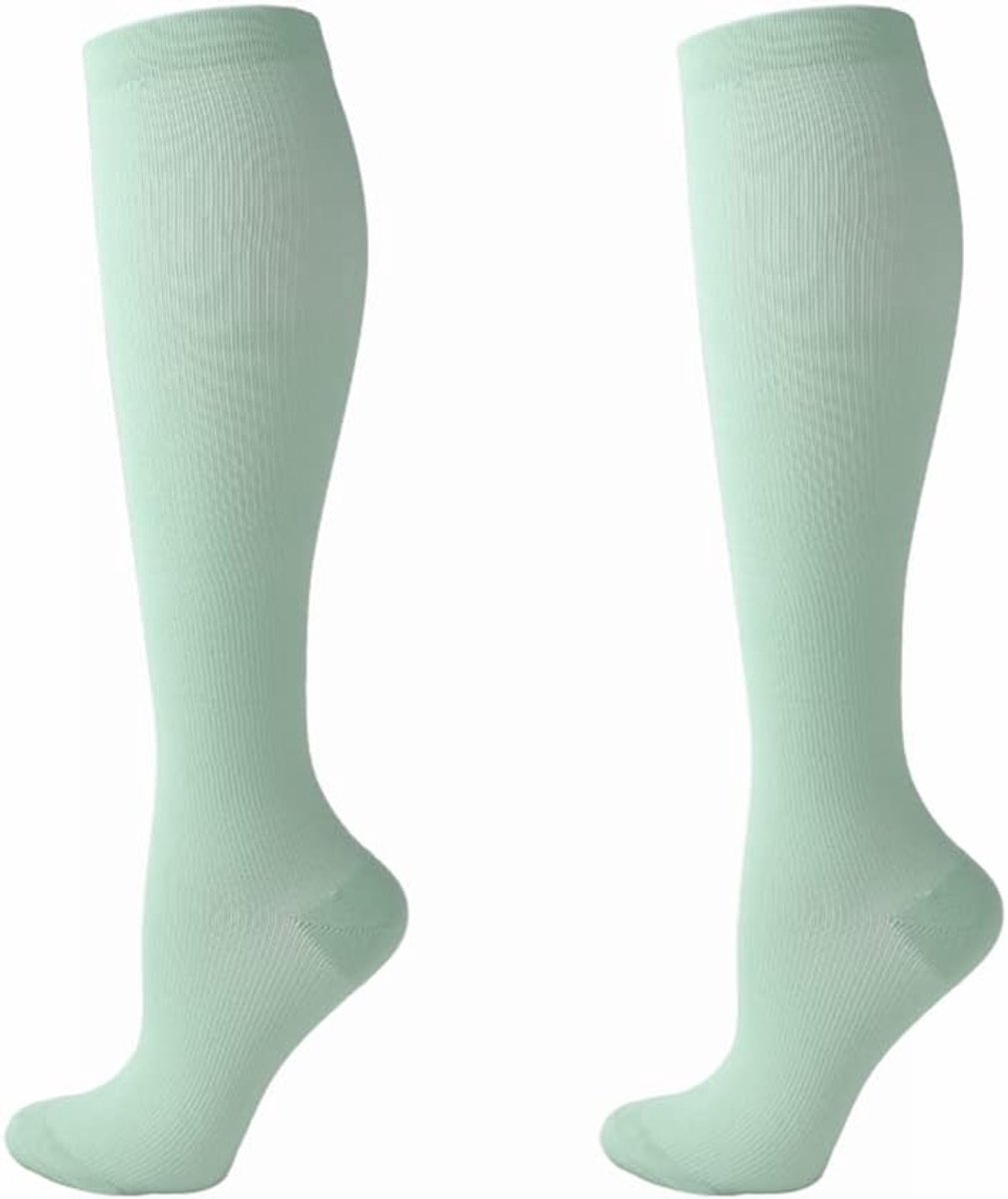 (2 paar) Compressiekousen voor mannen en vrouwen, vliegsokken, compressiekousen, hardloopsokken voor hardlopen, scheenspalken, vluchtreizen, boost uithoudingsvermogen, circulatie en herstel