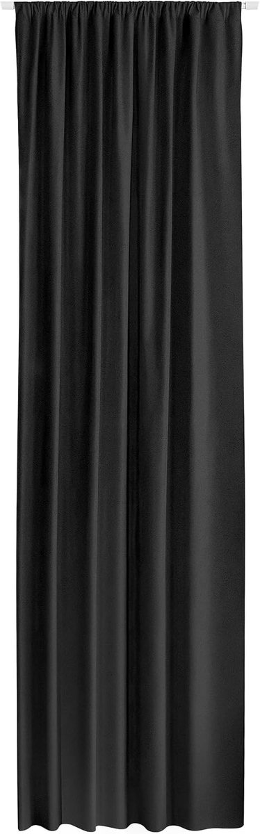 Set van 2 fluwelen gordijnen, zwart, 140 x 250 cm, plooiband, ondoorzichtig, gordijn voor woonkamer en slaapkamer, 2 gordijnen