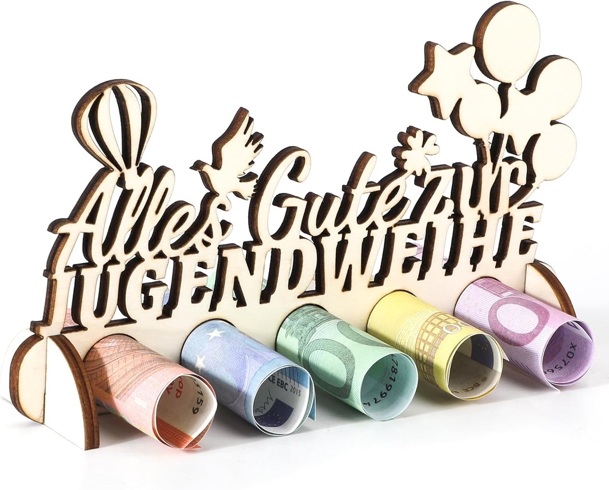 Dailygoods- Geldcadeau - Houten Decoratie - Cadeaubon - Feestaccessoires - Verpakking voor Jongens/Meisjes - Jeugdwijding - Cadeau