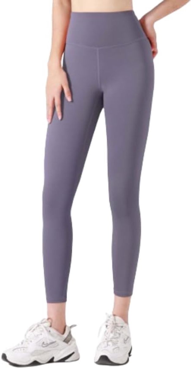 Sportlegging voor dames, sportlegging, hoge taille, naadloos, work-out, lange sportbroek, butt, gym, legging, hardloopbroek (viola) L