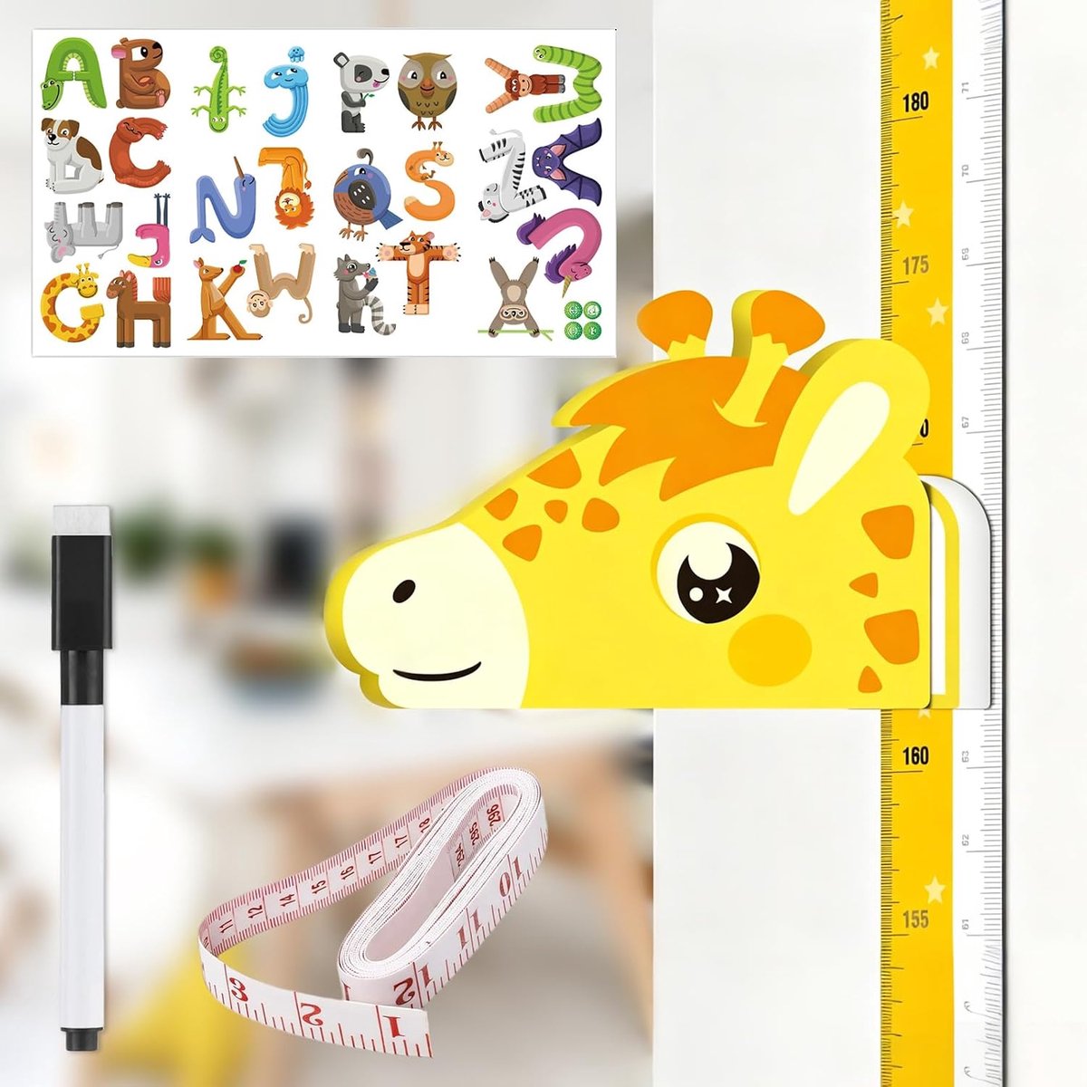 Kinderen giraffe, meetlat magnetisch plakken zonder