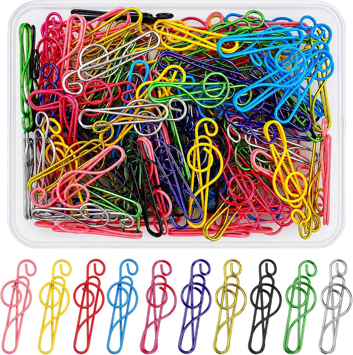 115 stuks muziekklemmen van papier, meerkleurig, voor school, kantoor, thuis, documenten