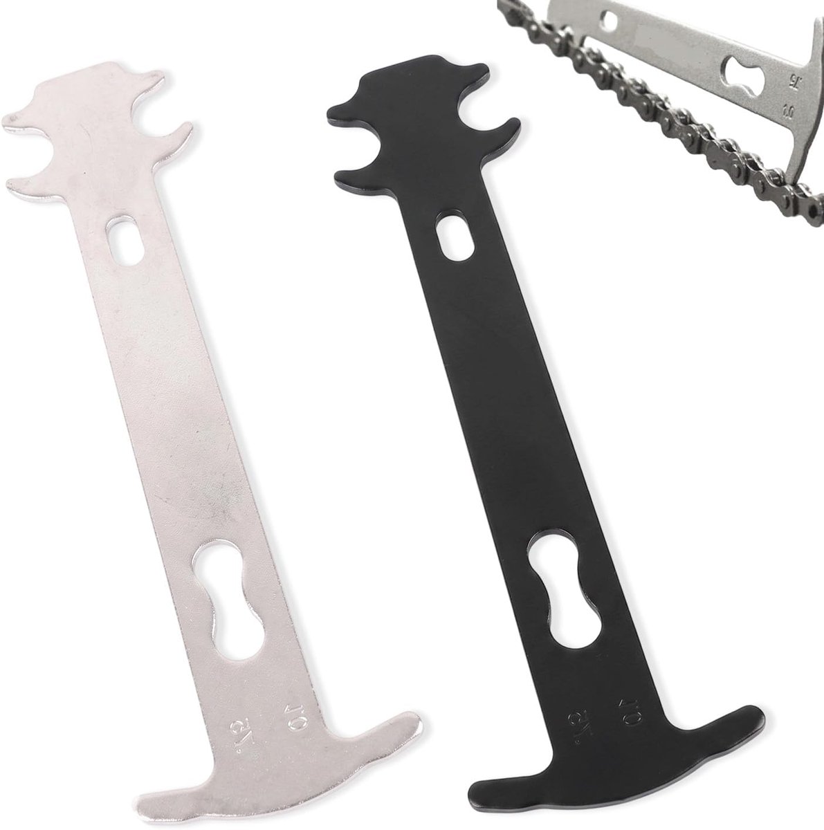 2 stuks kettingslijtagemessen voor fiets, zwart, wit, nauwkeurig gereedschap voor kettingen van 7-12 versnellingen, kettingtester, compatibel met MTB en racefiets