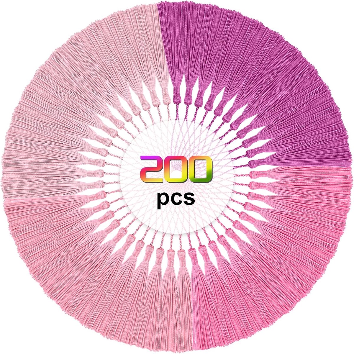 200 stuks bladwijzer kwastjes bulk 5 inch zijdezachte handgemaakte kwastjes voor ambachten, doe-het-zelf sieraden maken, geschenkdecoraties, roze serie