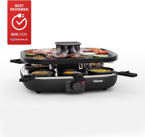 Tristar Gourmetset - RA-2760 Clean Air - Ingebouwde afzuiging - 1100W - Bakplaat 6 personen - Zwart — afbeelding 2