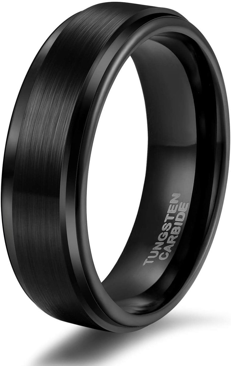 6mm 8mm Wolfraamcarbide Bruiloft Engagement Belofte Ring Band voor Mannen Vrouwen Zwart Geborsteld Matte Afgewerkt Comfort Fit