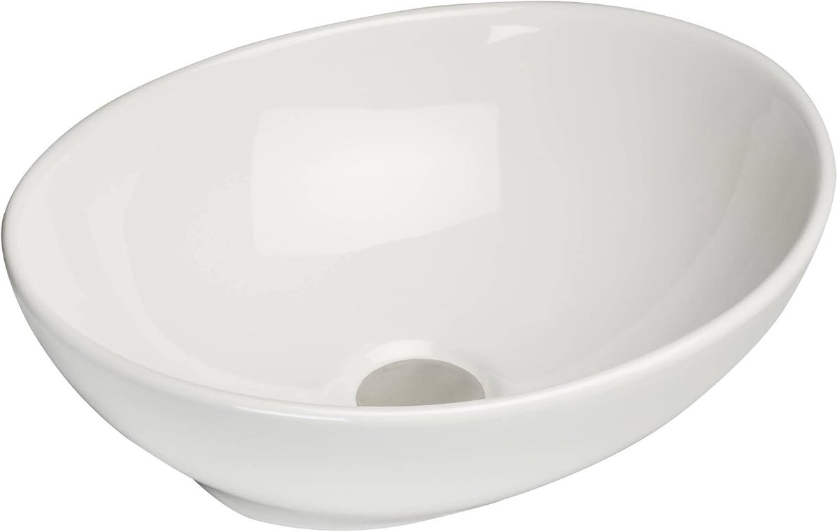 Collection Ovale Waskom - 40x33x15 cm - Keramiek - Wit - Wastafel - Opbouw