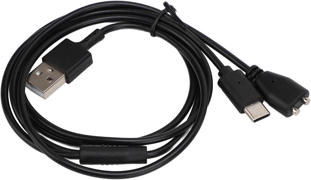 Oplader Vervanging voor DT 66 DT 67 DT 68, voor Yawpet DT 61 DT 72 DT 73 Blafhalsband, 2 in 1 Magnetische Oplaadkabel en USB C Oplader, Zwart