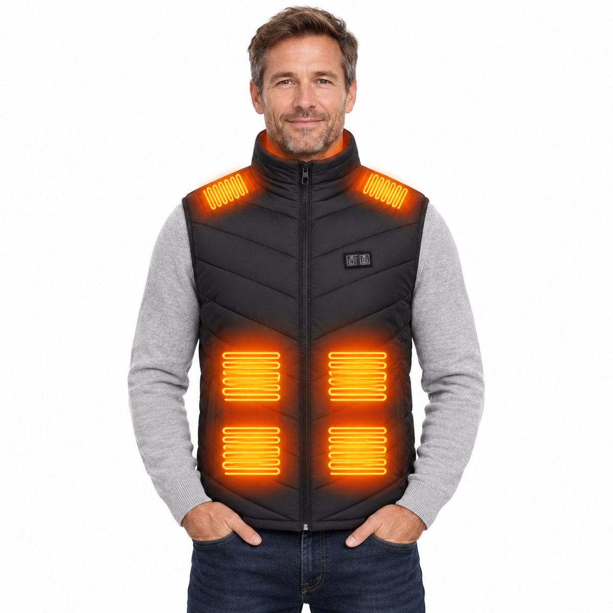 Currero Verwarmde Bodywarmer Heren Heated Vest Elektrische Bodywarmer 13 Warmtezones Oplaadbaar Voor Mannen Zwart