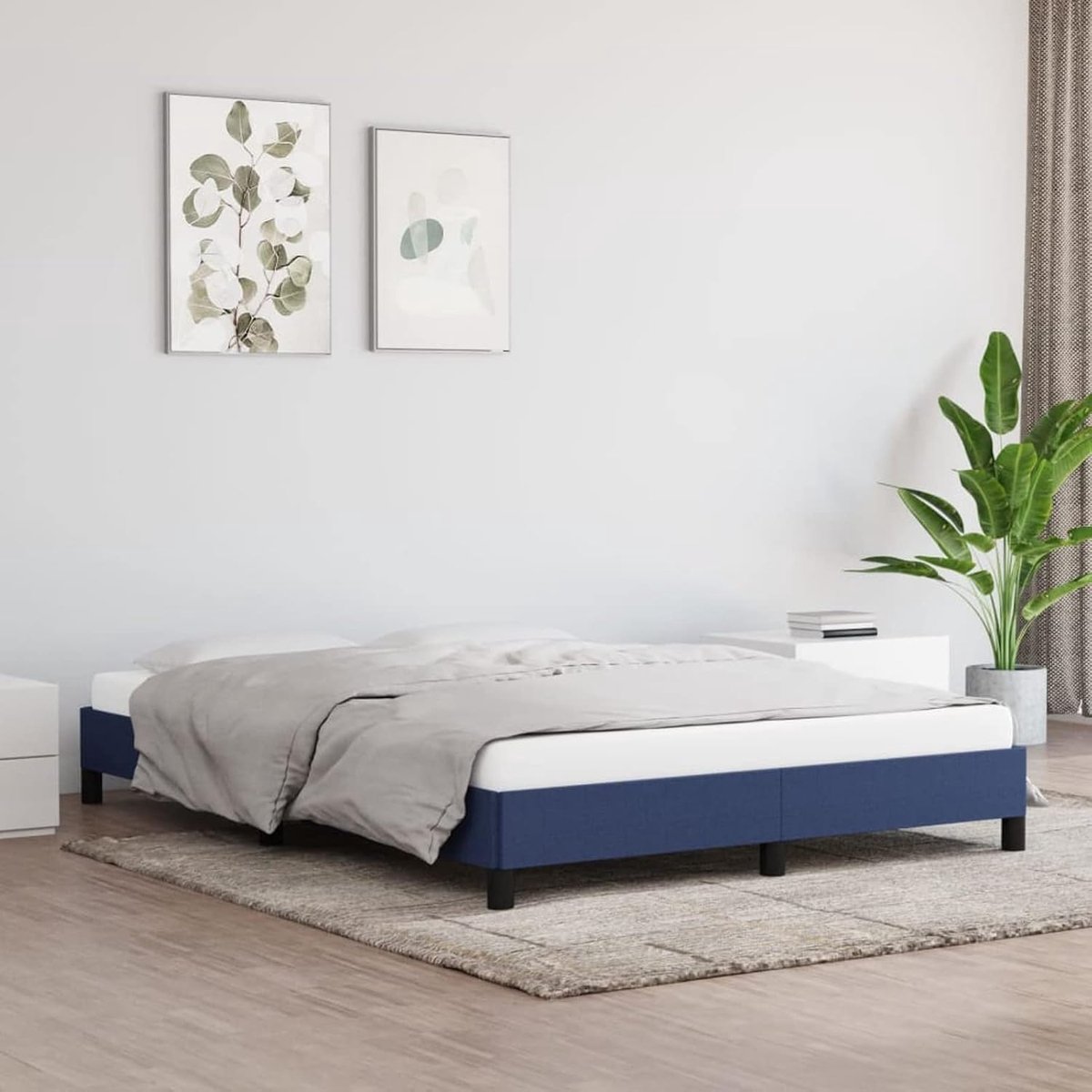 Bedframe, bedframe, lattenbodem, logeerbed, slaapkamerbed, tienerbed, eenpersoonsbed/tweepersoonsbed, voor slaapkamer, logeerkamer, blauw, 140 x 200 cm, stof