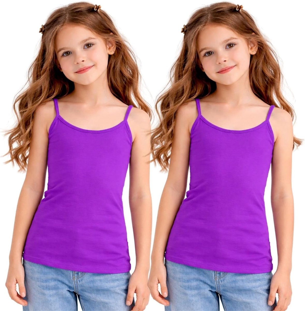 Set van 2 mouwloze tanktops voor meisjes en kinderen, spaghettibandjes, hemdje, hemdje, basislaag, kinderen, zomer, lichtgewicht, workout, hemdje, vest, tops, meisjeskleding, tanktop, met