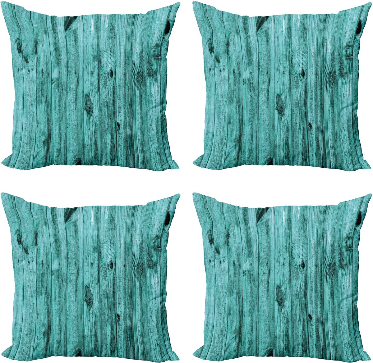 ABAKUHAUS Blauw Sierkussen Kussenhoes 4er Set, Antik Hout Textur, Modern Accent Dubbelzijdige Digitale Print, 60 x 60 cm, Blauw
