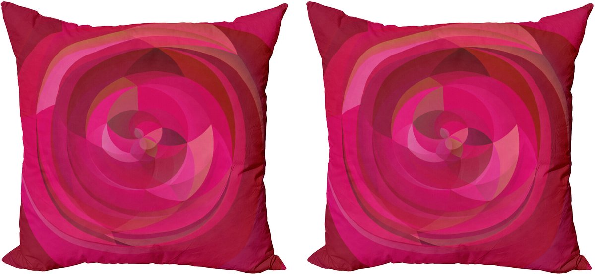 ABAKUHAUS Warm Roze Sierkussenhoes Set van 2, Compositie wirbelt Vormen, Modern Accent Dubbelzijdige Digitale Print, 40x40, Roze Magenta Roze