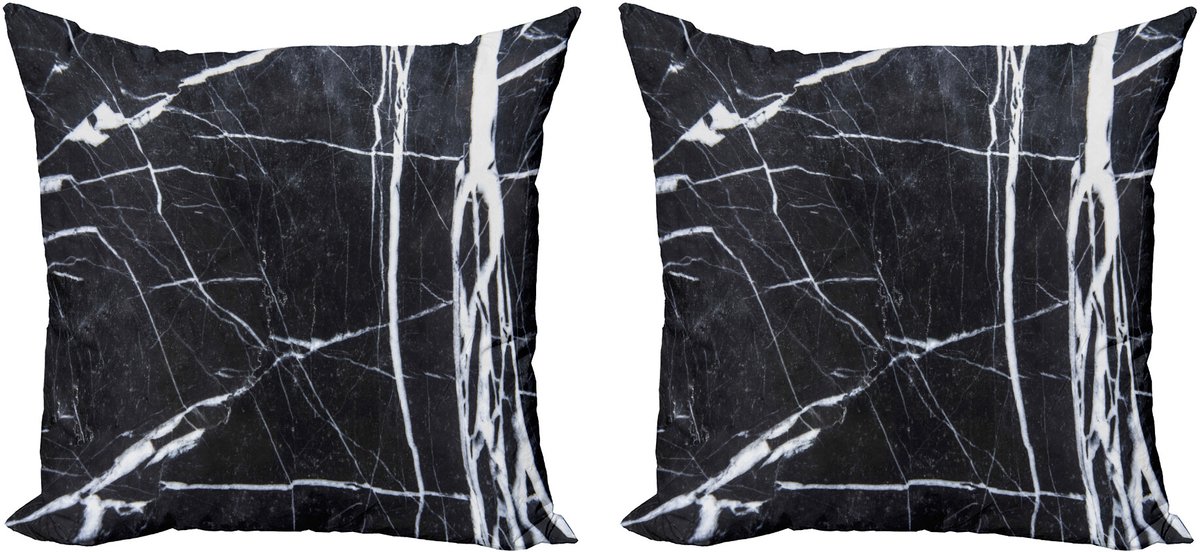 ABAKUHAUS Marmer Sierkussenhoes Set van 2, Grunge Naturstein, Modern Accent Dubbelzijdige Digitale Print, 40x40, Wit Grijs
