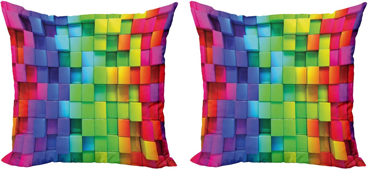 ABAKUHAUS Kleurrijk Sierkussenhoes Set van 2, Regenboog Kleur, Modern Accent Dubbelzijdige Digitale Print, 45x45, Meerkleurig