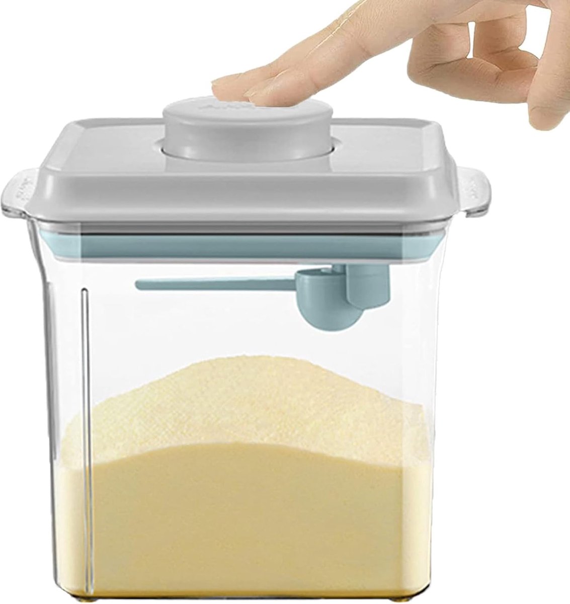 Melkpoederdispenser, 1700 ml, verzegelde poederhouder, draagbare melkpoederopbergdoos voor levensmiddelen, melkpoederhouder met lepel, vochtbestendig