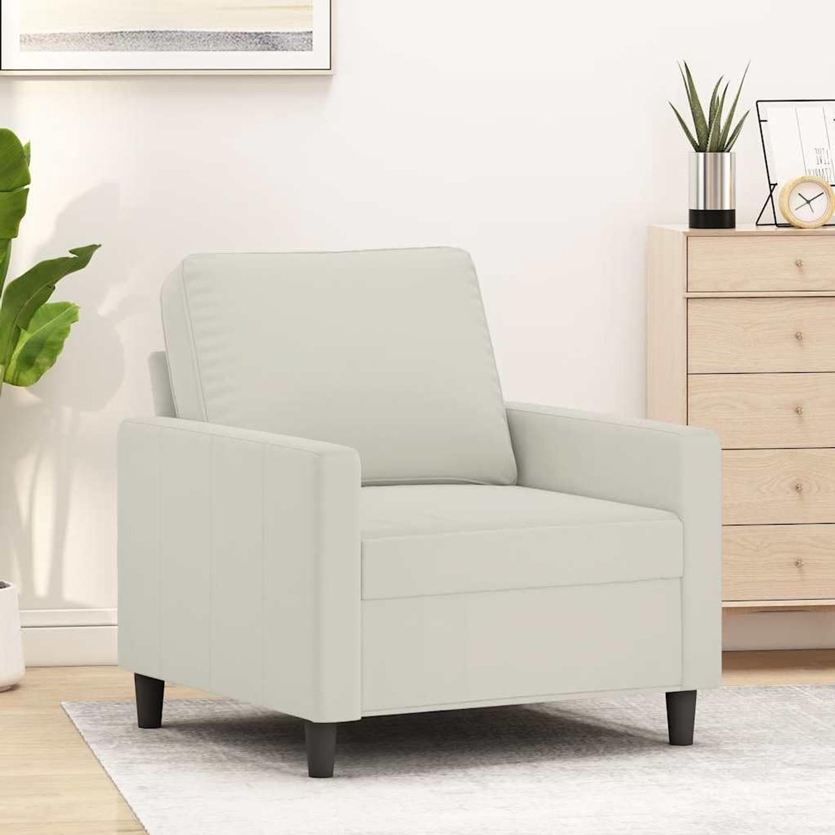 Zitmeubel, fluweel, crème, 60 cm, met metalen frame en dik gevoerde zitting voor een comfortabele zitervaring in de woonkamer