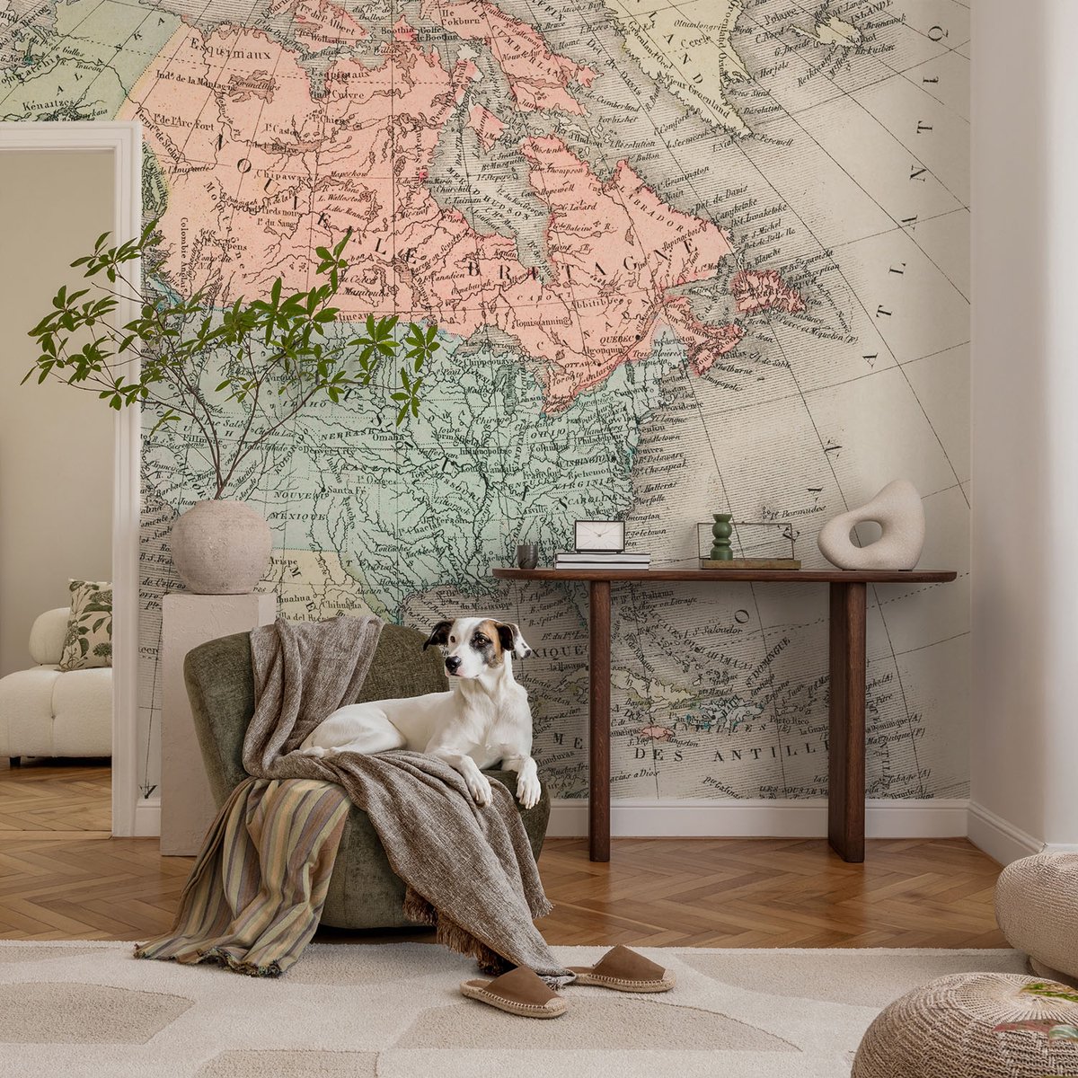 Coloray Vliesbehang - Bruin Snellijm Behang - 104x70 cm - Historische Kaart Muurschildering - Slaapkamer behang Kaarten - Fotobehang Vlies - Gang behang