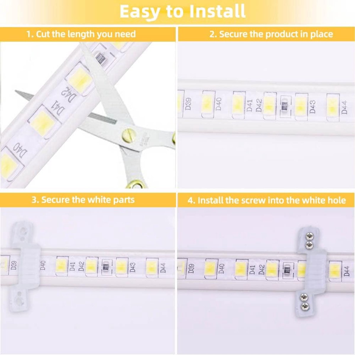220V LED Strip 2M Koud Wit 6000K IP67 Waterdicht met EU Stekker, 5730 Flexibel LED Strips Licht (Koud wit, 2)