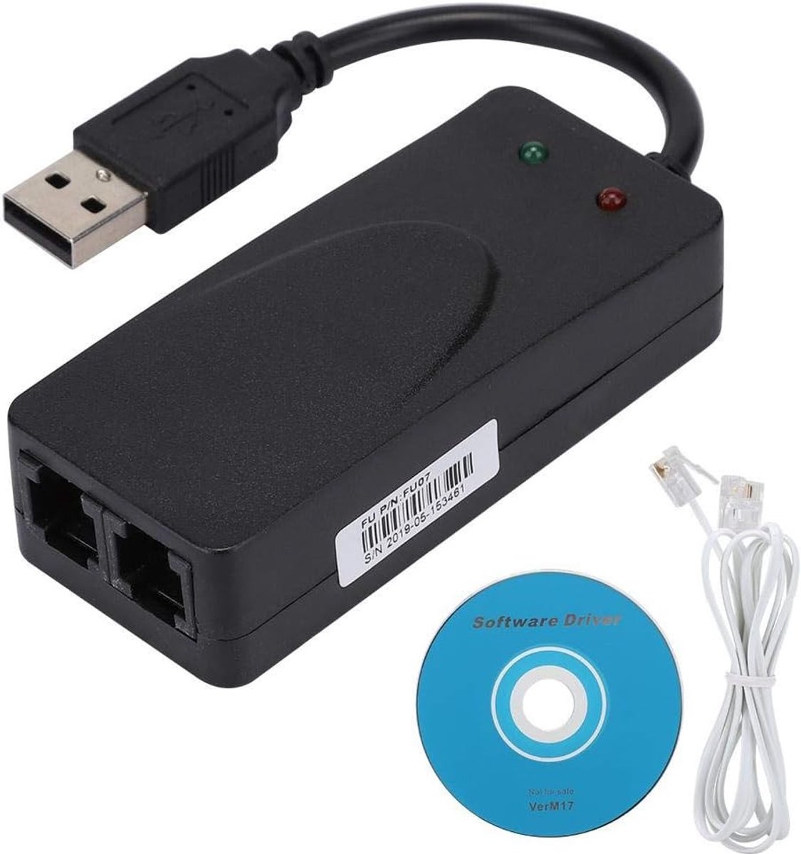 Dual Port USB 2.0 56K Modem voor Windows, Fax Modem met Automatische Verzending en Ontvangst, Compatibel met Diverse Besturingssystemen