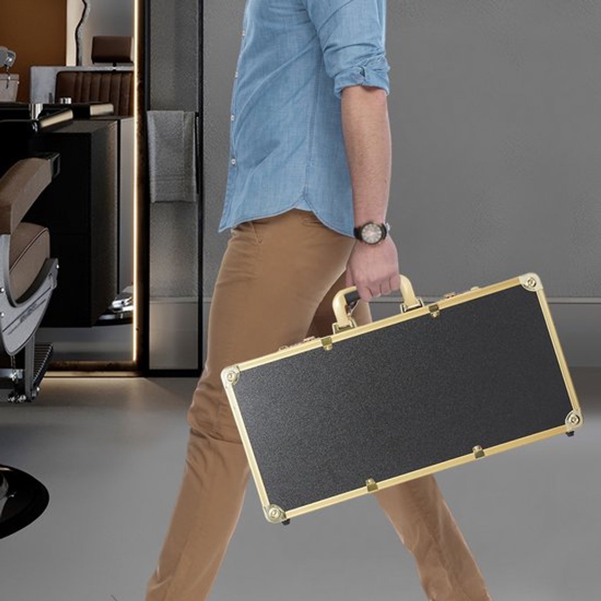 Kapper Draagbare Organizer - Zwart Aluminium - 56x32x13 cm - 3 kg - Salon Accessoire