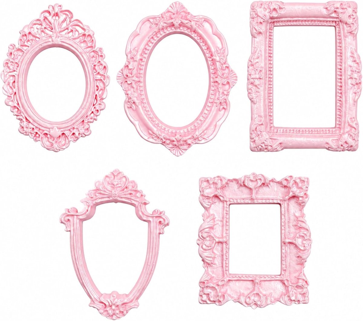15 stuks roze mini fotolijsten – Vintage harslijsten met bloemmotieven, ideaal voor DIY, sieradendisplay & fotodecoratie