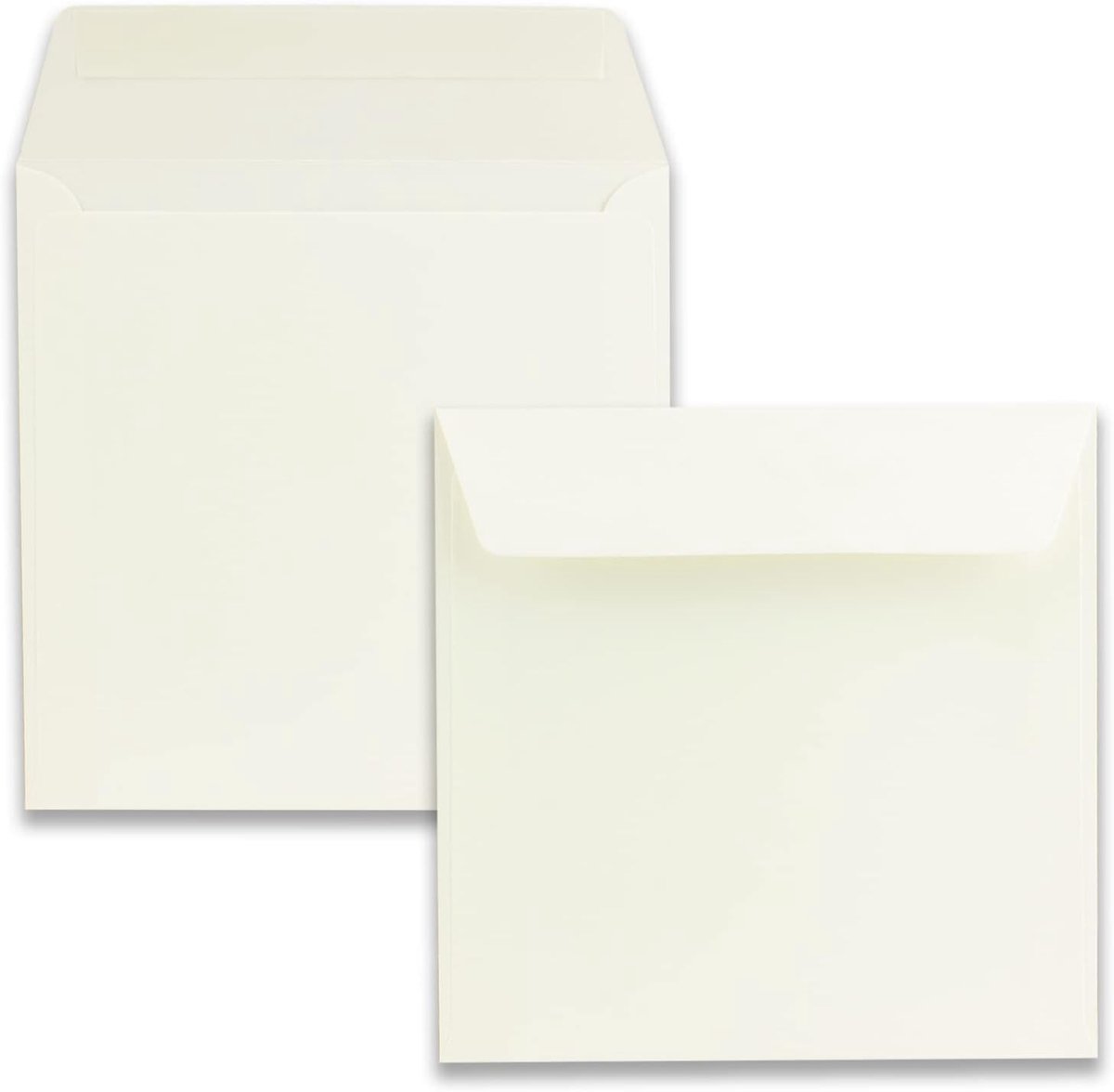 vierkant, kleur: crème, formaat: 16,5 x 16,5 cm, gewicht: 120 gram per m², zelfklevende lijm met platte klep