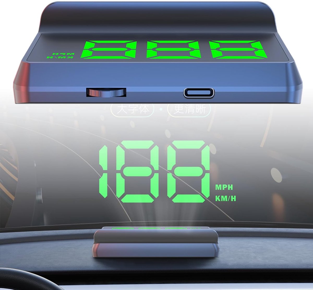 snelheidsweergave, 86 × 54 × 14 mm Head Up Display Auto voorruit projector digitale GPS snelheidsmeter voor auto weergave universeel voertuig veiligheid groen