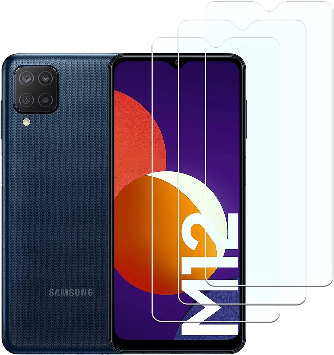 Beschermfolie van pantserglas, 3 stuks, voor Samsung Galaxy M12, 9H hardheid, anti-krassen, anti-luchtbellen, HD-helder beeldscherm, compatibel met Samsung Galaxy M12